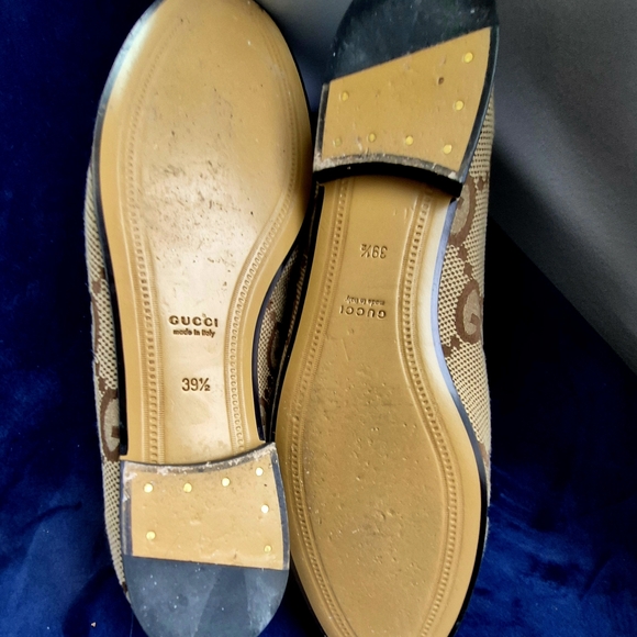 Gucci Beige Monogram Canvas Horsebit Loafers with Gold Hardware - Picture 4 of 4